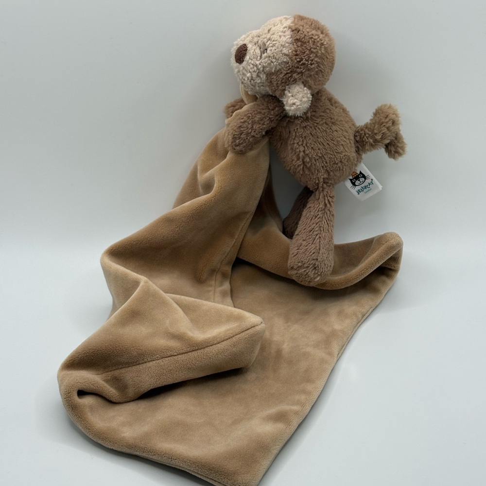 Jellycat Tan Monkey Lovey security Blanket 11”X11”